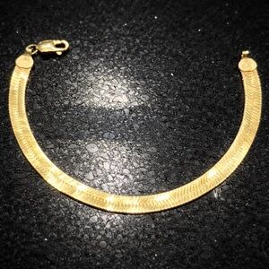18k Gold Tecnibond Herringbone Polished Mirrored Finish Bracelet Vintage HSN